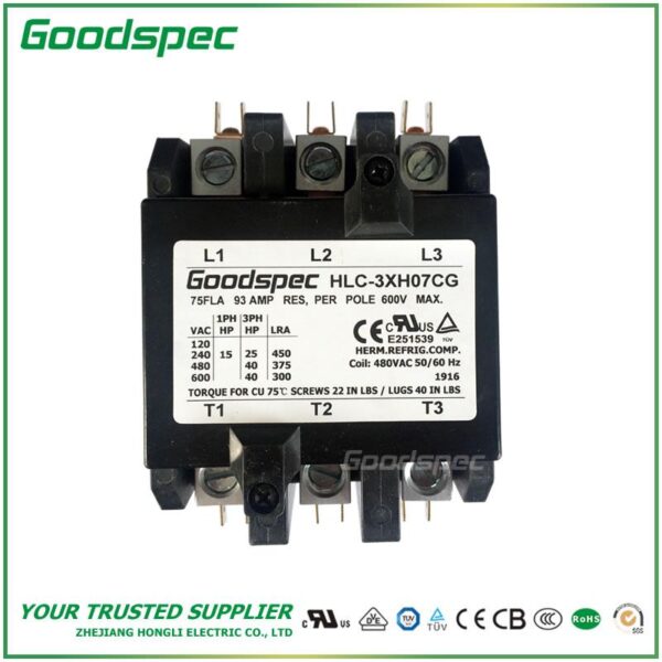 HLC-3XH07CG(3P/75A/480VAC) Definite Purpose Contactor